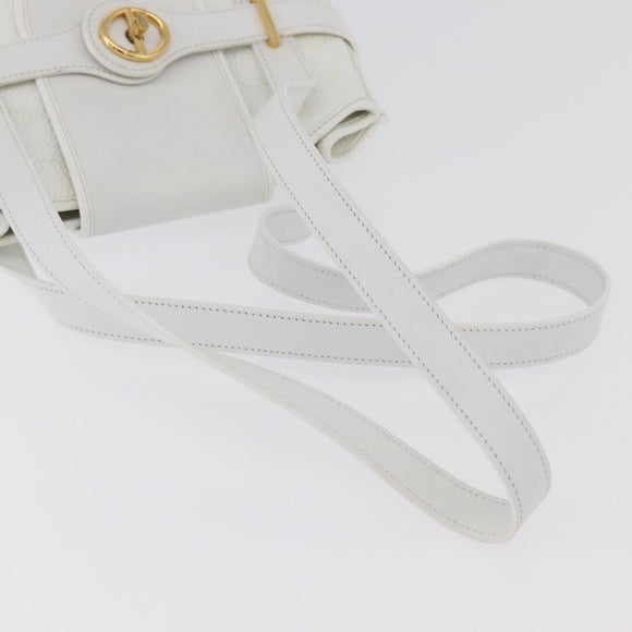 Christian Dior Shoulder Bag Leather White Gold Auth 176489