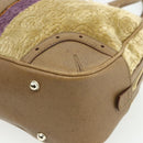 GUCCI Horsebit Boston Bag Velor Gold Beige 145770 Auth 176490V-12