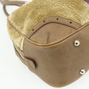 GUCCI Horsebit Boston Bag Velor Gold Beige 145770 Auth 176490V-13
