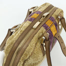 GUCCI Horsebit Boston Bag Velor Gold Beige 145770 Auth 176490V-6