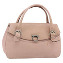 Salvatore Ferragamo Gancini Hand Bag Leather Pink Silver Auth 176491-1