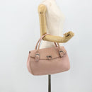 Salvatore Ferragamo Gancini Hand Bag Leather Pink Silver Auth 176491-22