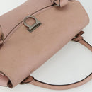 Salvatore Ferragamo Gancini Hand Bag Leather Pink Silver Auth 176491-6