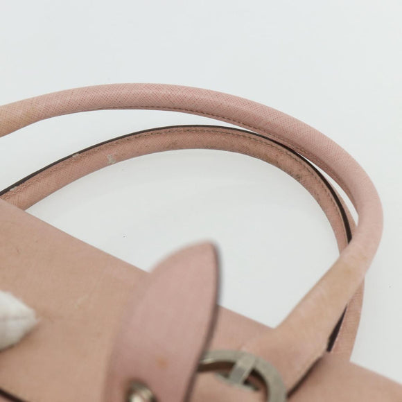 Salvatore Ferragamo Gancini Hand Bag Leather Pink Silver Auth 176491