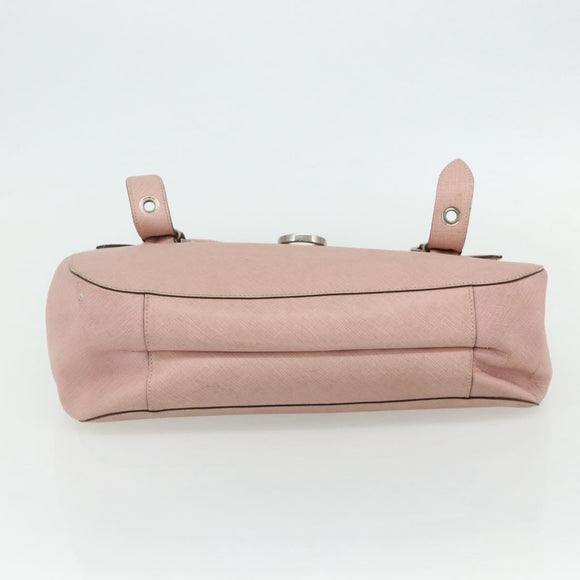 Salvatore Ferragamo Gancini Hand Bag Leather Pink Silver Auth 176491