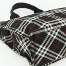 Burberrys Nova Check Blue Label Hand Bag Nylon Black Silver Auth 176492-14