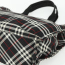 Burberrys Nova Check Blue Label Hand Bag Nylon Black Silver Auth 176492-15