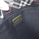 Burberrys Nova Check Blue Label Hand Bag Nylon Black Silver Auth 176492-10