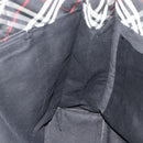 Burberrys Nova Check Blue Label Hand Bag Nylon Black Silver Auth 176492-17