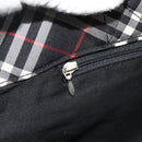Burberrys Nova Check Blue Label Hand Bag Nylon Black Silver Auth 176492-19