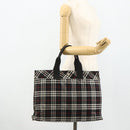 Burberrys Nova Check Blue Label Hand Bag Nylon Black Silver Auth 176492-21