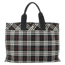 Burberrys Nova Check Blue Label Hand Bag Nylon Black Silver Auth 176492-2