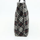 Burberrys Nova Check Blue Label Hand Bag Nylon Black Silver Auth 176492-3