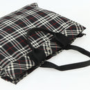 Burberrys Nova Check Blue Label Hand Bag Nylon Black Silver Auth 176492-6