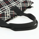 Burberrys Nova Check Blue Label Hand Bag Nylon Black Silver Auth 176492-7