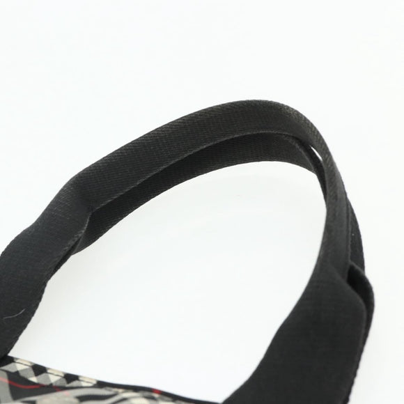 Burberrys Nova Check Blue Label Hand Bag Nylon Black Silver Auth 176492