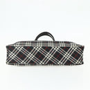 Burberrys Nova Check Blue Label Hand Bag Nylon Black Silver Auth 176492-5