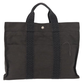 HERMES Her Line MM Hand Bag Canvas Gray Auth 176493 - 0