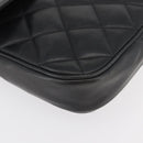 CHANEL Matelasse Chain Shoulder Bag Lamb Skin Black Gold CC Auth 176495-8