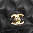 CHANEL Matelasse Chain Shoulder Bag Lamb Skin Black Gold CC Auth 176495-18