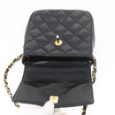 CHANEL Matelasse Chain Shoulder Bag Lamb Skin Black Gold CC Auth 176495-9