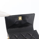CHANEL Matelasse Chain Shoulder Bag Lamb Skin Black Gold CC Auth 176495-19