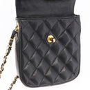 CHANEL Matelasse Chain Shoulder Bag Lamb Skin Black Gold CC Auth 176495-20