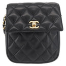 CHANEL Matelasse Chain Shoulder Bag Lamb Skin Black Gold CC Auth 176495-13