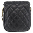 CHANEL Matelasse Chain Shoulder Bag Lamb Skin Black Gold CC Auth 176495-2
