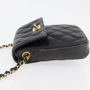 CHANEL Matelasse Chain Shoulder Bag Lamb Skin Black Gold CC Auth 176495-4