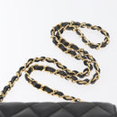 CHANEL Matelasse Chain Shoulder Bag Lamb Skin Black Gold CC Auth 176495-14