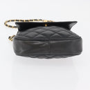 CHANEL Matelasse Chain Shoulder Bag Lamb Skin Black Gold CC Auth 176495-5