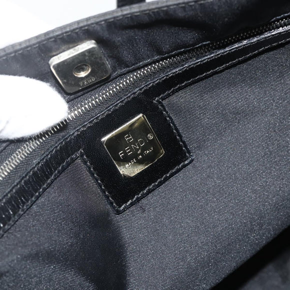 FENDI Shoulder Bag Nylon Black Silver Auth 176499A