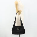 FENDI Shoulder Bag Nylon Black Silver Auth 176499A-22