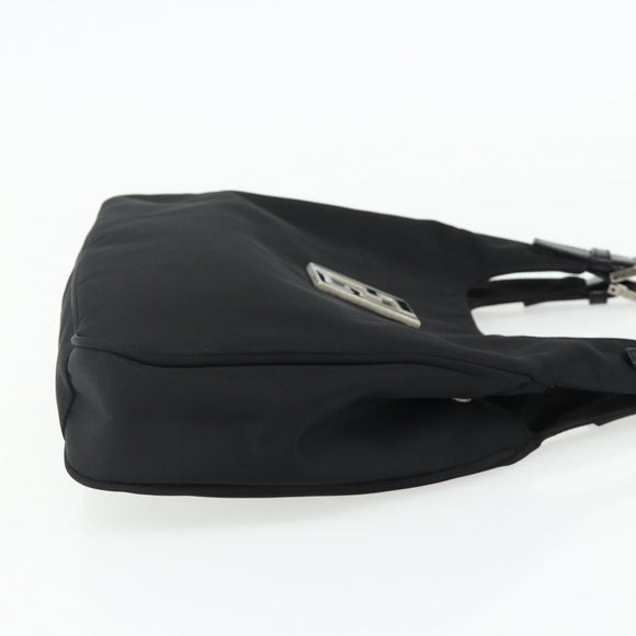 FENDI Shoulder Bag Nylon Black Silver Auth 176499A