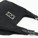 FENDI Shoulder Bag Nylon Black Silver Auth 176499A-6