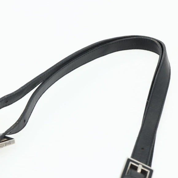 FENDI Shoulder Bag Nylon Black Silver Auth 176499A