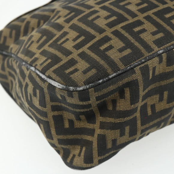 FENDI Zucca Canvas Shoulder Bag Brown Black Auth 176500