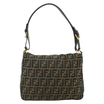 FENDI Zucca Canvas Shoulder Bag Brown Black Auth 176500 - 0