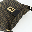 FENDI Zucca Canvas Shoulder Bag Brown Black Auth 176500-6