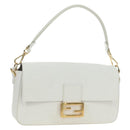 FENDI Drawing Mamma Baguette Schoudertas Canvas Wit Goud Origineel 176502SM-1
