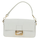 FENDI Drawing Mamma Baguette Schoudertas Canvas Wit Goud Origineel 176502SM-13