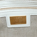 FENDI Drawing Mamma Baguette Schoudertas Canvas Wit Goud Origineel 176502SM-24