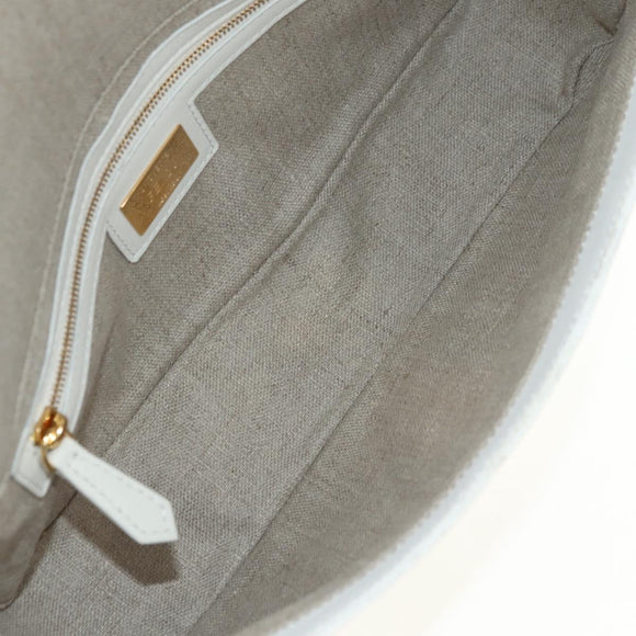 FENDI Drawing Mamma Baguette Schoudertas Canvas Wit Goud Origineel 176502SM