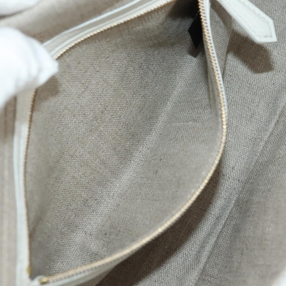 FENDI Drawing Mamma Baguette Schoudertas Canvas Wit Goud Origineel 176502SM