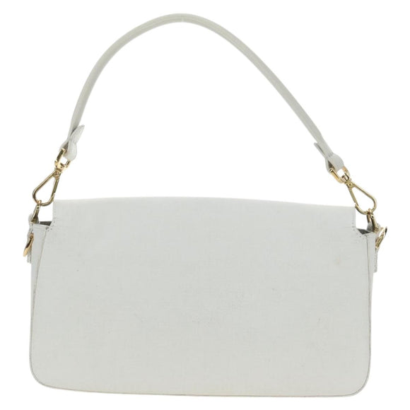 FENDI Drawing Mamma Baguette Schoudertas Canvas Wit Goud Origineel 176502SM