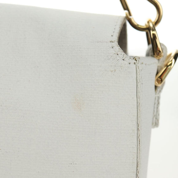 FENDI Drawing Mamma Baguette Schoudertas Canvas Wit Goud Origineel 176502SM