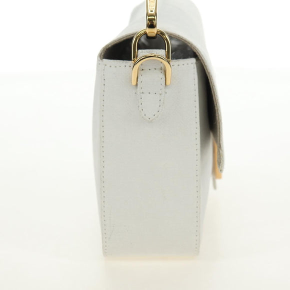 FENDI Drawing Mamma Baguette Schoudertas Canvas Wit Goud Origineel 176502SM