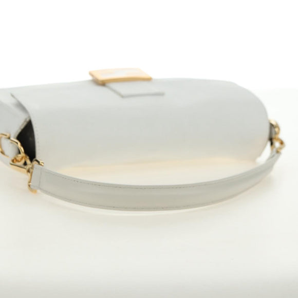 FENDI Drawing Mamma Baguette Schoudertas Canvas Wit Goud Origineel 176502SM