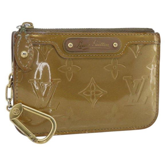 LOUIS VUITTON Vernis Pochette Cles NM Coin Purse Beige Poodle M91763 Auth 176508